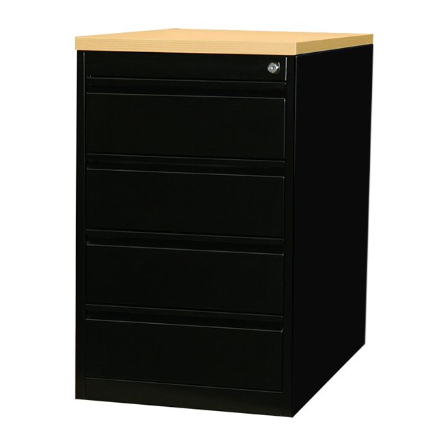 Büro Standcontainer Bürocontainer abschließbar mit 4 Schubladen 75x46x79cm Schwarz/Ahorn-Dekor 509502