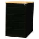 B&uuml;ro Standcontainer B&uuml;rocontainer abschlie&szlig;bar mit 4 Schubladen 75x46x79cm Schwarz/Ahorn-Dekor 509502