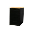 B&uuml;ro Standcontainer B&uuml;rocontainer abschlie&szlig;bar mit 4 Schubladen 75x46x79cm Schwarz/Ahorn-Dekor 509502