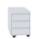 Frontansicht vom Steelboxx B&uuml;ro Rollcontainer B&uuml;rocontainer mit 3 Schubladen &amp; separater Stifteeinsatz 61x46x59cm grau X-510305