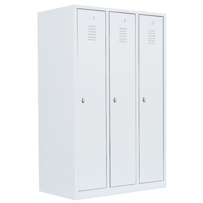 B-WARE - Lüllmann® Garderobenschrank, 3 Abteile, S/W-Trennung, 1800 x 1185 x 500 mm, signalweiß