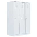 B-WARE - L&uuml;llmann&reg; Garderobenschrank, 3 Abteile, S/W-Trennung, 1800 x 1185 x 500 mm, signalwei&szlig;