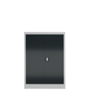 Frontansicht mit geschlossenen T&uuml;ren vom Steelboxx Metallschrank abschlie&szlig;bar Fl&uuml;gelt&uuml;renschrank Aktenschrank 120x92x42cm grau/anthrazit X-530328 komplett montiert.