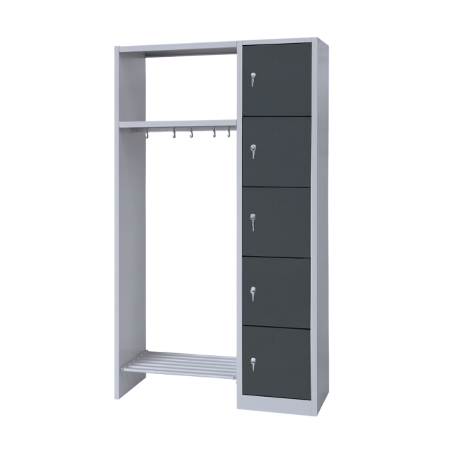 Offene Garderobe - Schrank mit 5 Fächern rechts - anthrazit
