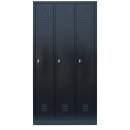 SONDER - L&uuml;llmann&reg; Garderobenschrank, 3 Abteile, Schuhboden, 1800 x 885 x 500 mm, schwarzgrau