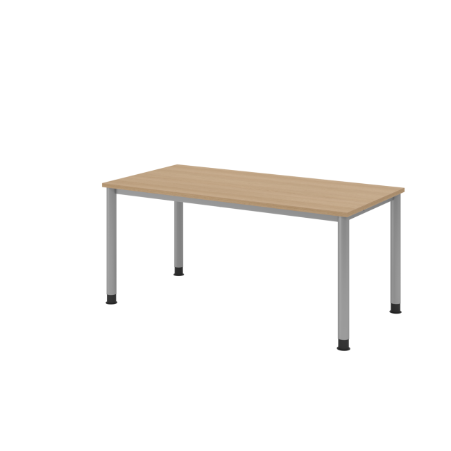 Schreibtisch Helsinki - B 1600 mm - 4-Fuß - höhenverstellbar - silber/eiche