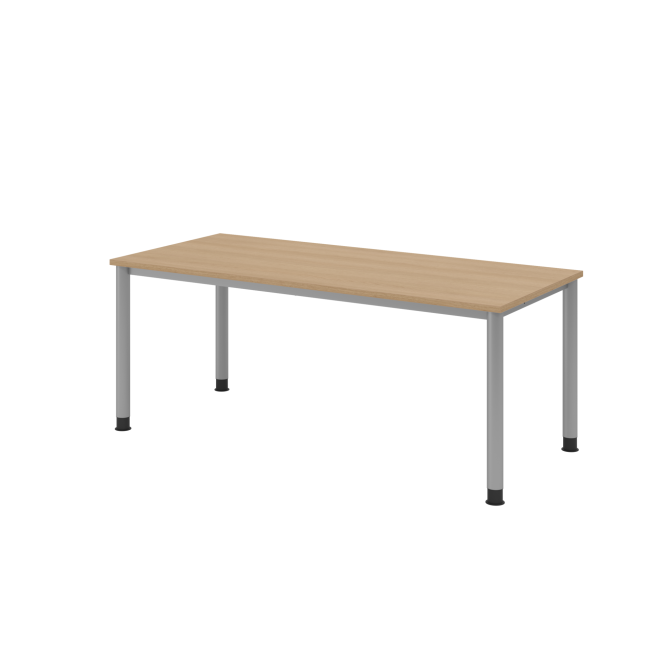 Schreibtisch Helsinki - B 1800 mm - 4-Fuß - höhenverstellbar - silber/eiche