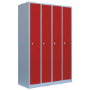 Lüllmann® Metallspind mit 4 Abteilen - grau/rot