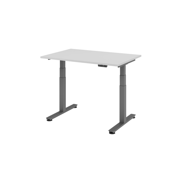 E-Tisch Jakarta - elektr. höhenverstellbar - 1200 x 800 - T-Fuß - graphit/grau