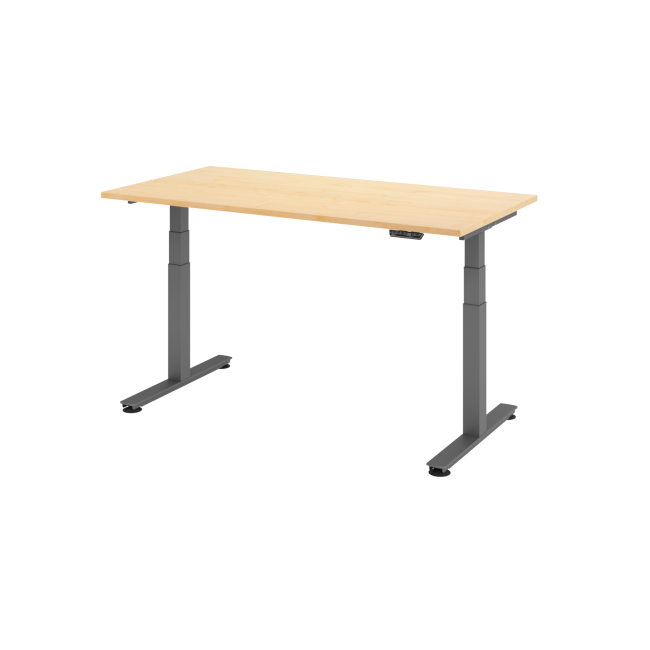 E-Tisch Jakarta - elektr. höhenverstellbar - 1600 x 800 - T-Fuß - graphit/ahorn