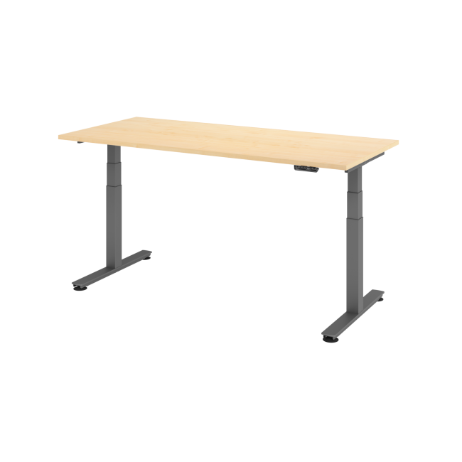 E-Tisch Jakarta - elektr. höhenverstellbar - 1800 x 800 - T-Fuß - graphit/ahorn