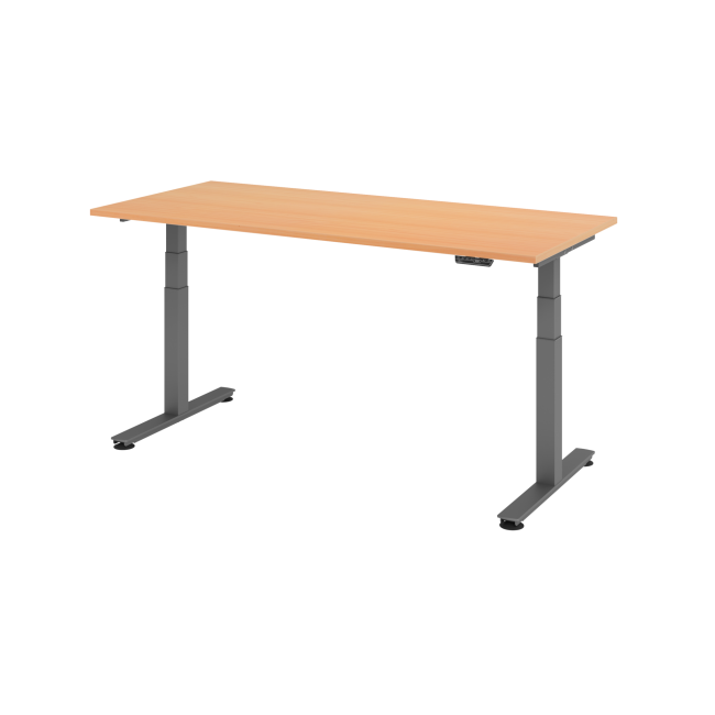 E-Tisch Jakarta - elektr. höhenverstellbar - 1800 x 800 - T-Fuß - graphit/buche