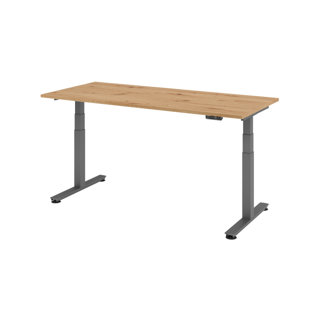 E-Tisch Jakarta - elektr. höhenverstellbar - 1800 x 800 - T-Fuß - graphit/asteiche