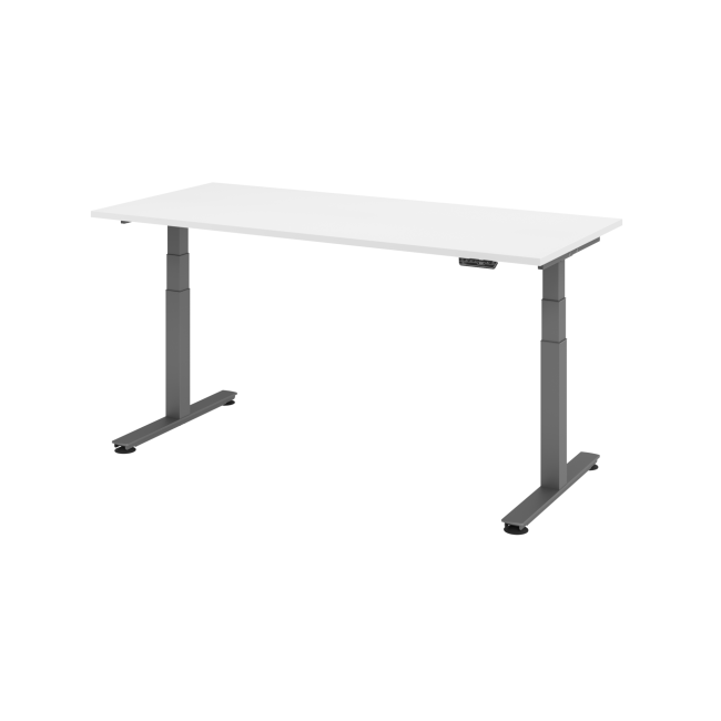 E-Tisch Jakarta - elektr. höhenverstellbar - 1800 x 800 - T-Fuß - graphit/weiß