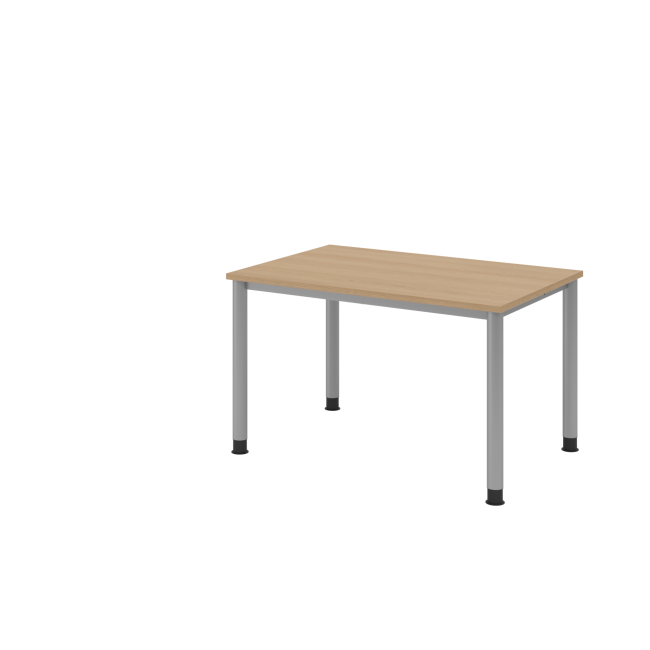Schreibtisch Helsinki - B 1200 mm - 4-Fuß - höhenverstellbar - silber/eiche