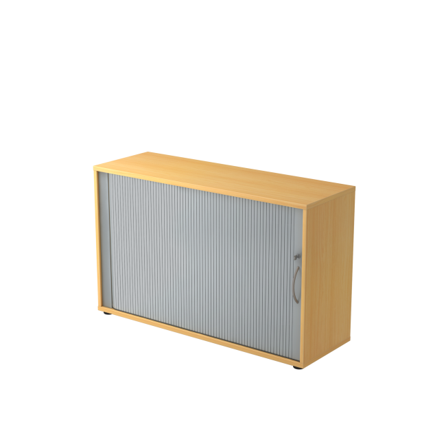 Rollladenschrank aus Holz - 2 Ordnerhöhen - Bogengriff Metall - zerlegt - buche
