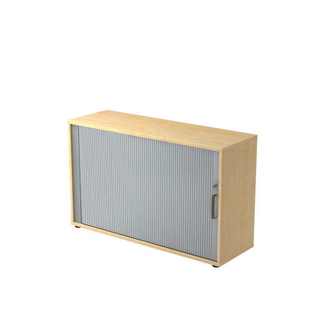 Rollladenschrank aus Holz - 2 Ordnerhöhen - Streifengriff Kunststoff - zerlegt - ahorn