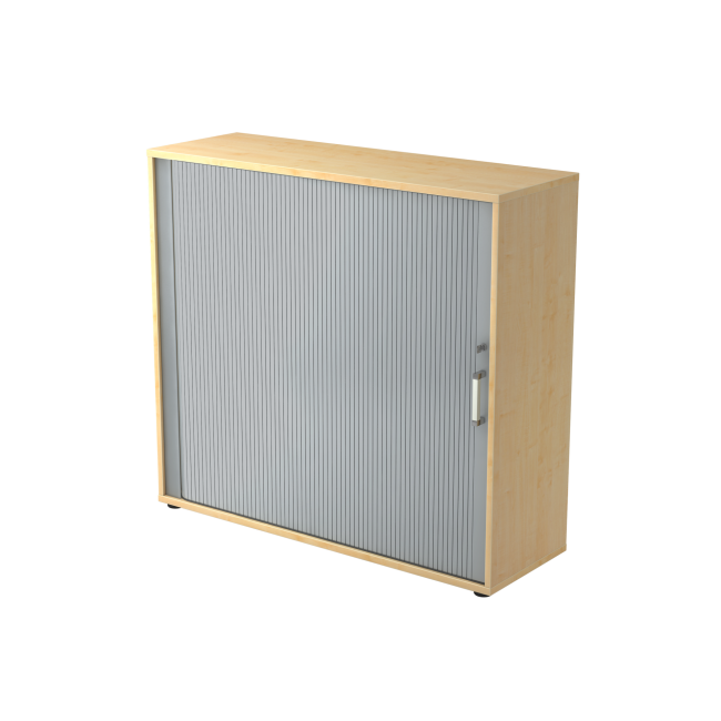 Rollladenschrank aus Holz - 3 Ordnerhöhen - Chromgriff Metall - zerlegt - ahorn