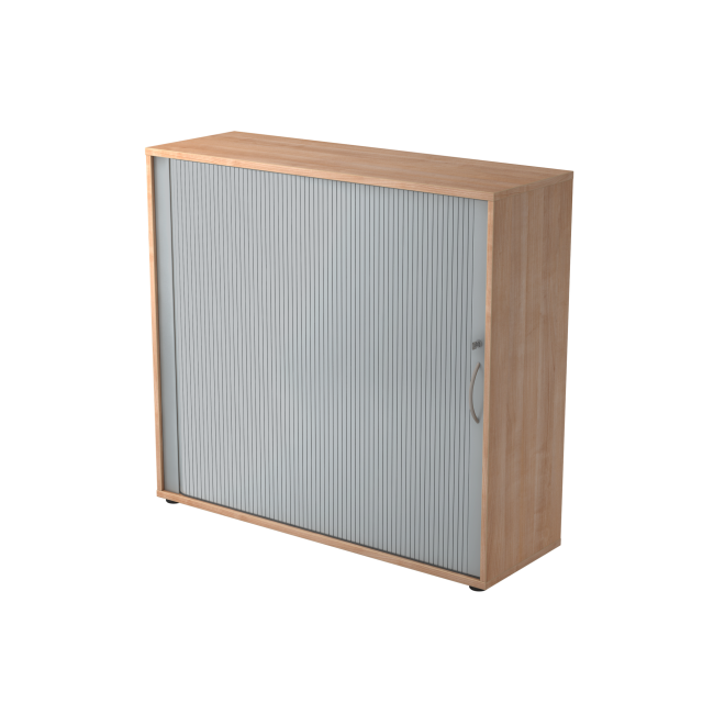 Rollladenschrank aus Holz - 3 Ordnerhöhen - Bogengriff Metall - zerlegt - nussbaum
