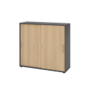 Schiebetürenschrank aus Holz - 3 Ordnerhöhen -...