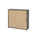 Schiebetürenschrank aus Holz - 3 Ordnerhöhen -...