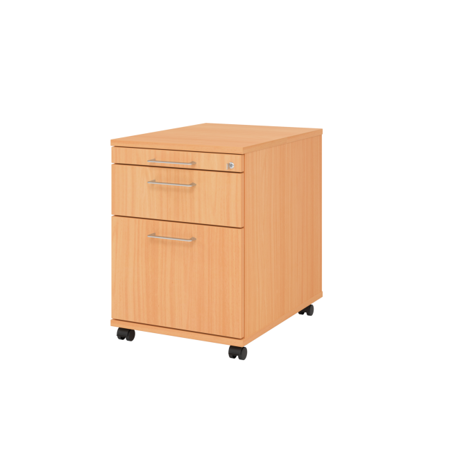 Rollcontainer aus Holz - 3 Schubladen - buche - Bügelgriff Metall
