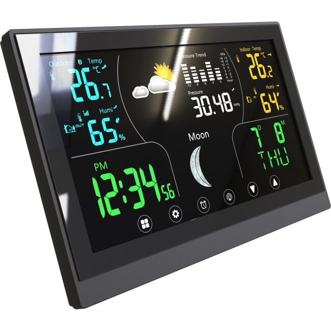 Wetterstation Thermometer Barometer Touchdisplay Innen+Au&szlig;en Messung 405250