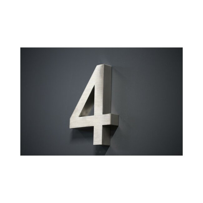 Hausnummer Premium Edelstahl in 3D Design Arial H20cmxT3cm V2A TOP(Arial 20cmx3cm Nr.4)