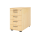 Standcontainer aus Holz - 5 Schubladen - ahorn - Streifengriff Kunststoff