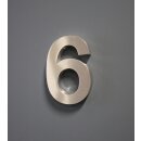 Hausnummer Premium Edelstahl in 3D Design Arial H20cmxT3cm V2A TOP(Arial 20cmx3cm Nr.6)