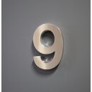 Hausnummer Premium Edelstahl in 3D Design Arial H20cmxT3cm V2A TOP(Arial 20cmx3cm Nr.9)