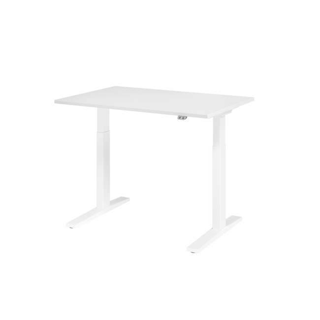E-Tisch Mumbai - elektr. höhenverstellbar - T-Fuß - 1200 mm - weiß/weiß