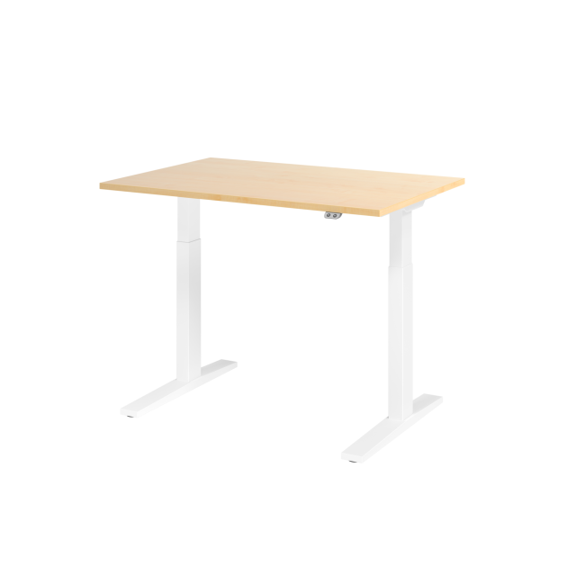 E-Tisch Mumbai - elektr. höhenverstellbar - T-Fuß - 1200 mm - weiß/ahorn
