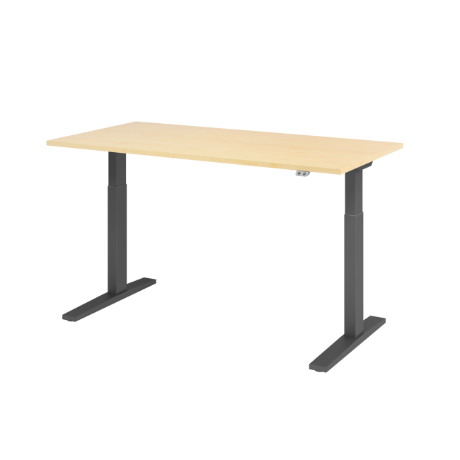 E-Tisch Mumbai - elektr. höhenverstellbar - T-Fuß - 1600 mm - graphit/ahorn