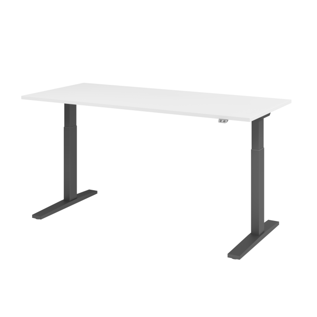 E-Tisch Mumbai - elektr. höhenverstellbar - T-Fuß - 1800 mm - graphit/weiß