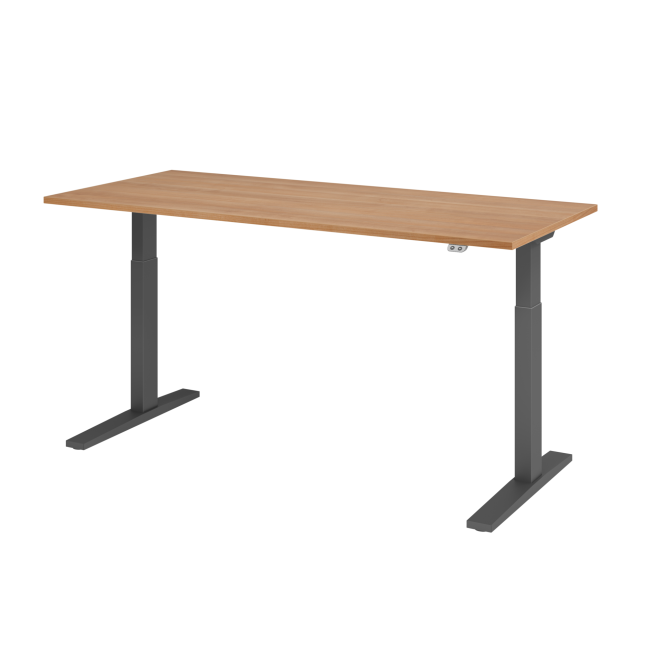 E-Tisch Mumbai - elektr. höhenverstellbar - T-Fuß - 1800 mm - graphit/nussbaum