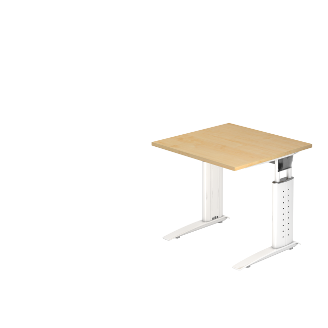 Schreibtisch Canberra - mechanisch höhenverstellbar - B 800 mm - C-Fuß - weiß/ahorn