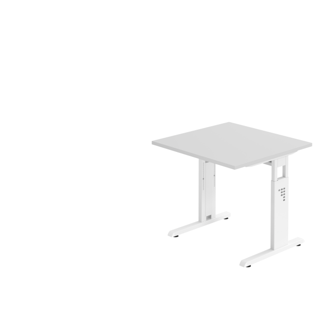 Schreibtisch Osaka - mechanisch höhenverstellbar - B 800 mm - C-Fuß - weiß/grau