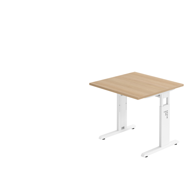 Schreibtisch Osaka - mechanisch höhenverstellbar - B 800 mm - C-Fuß - weiß/eiche