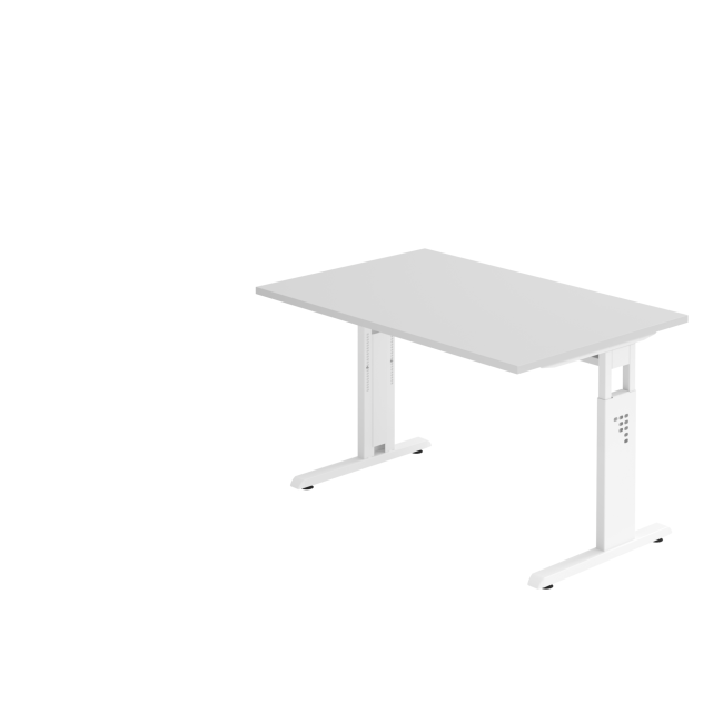Schreibtisch Osaka - mechanisch höhenverstellbar - B 1200 mm - C-Fuß - weiß/grau
