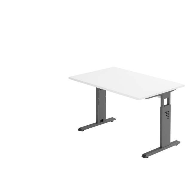 Schreibtisch Osaka - mechanisch höhenverstellbar - B 1200 mm - C-Fuß - graphit/weiß