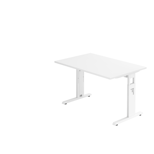 Schreibtisch Osaka - mechanisch höhenverstellbar - B 1200 mm - C-Fuß - weiß/weiß
