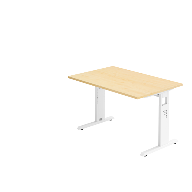 Schreibtisch Osaka - mechanisch höhenverstellbar - B 1200 mm - C-Fuß - weiß/ahorn