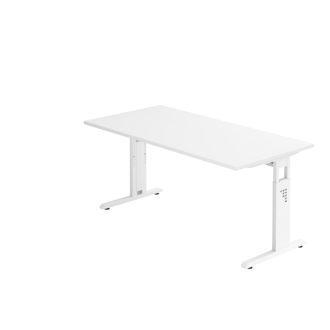 Schreibtisch Osaka - mechanisch höhenverstellbar - B 1600 mm - C-Fuß - weiß/weiß