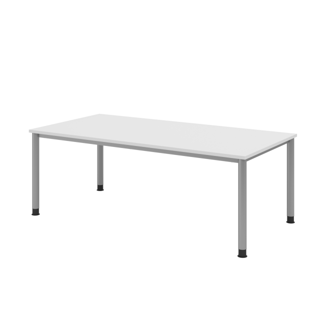 Schreibtisch Helsinki - B 2000 mm - 4-Fuß - höhenverstellbar - silber/weiß