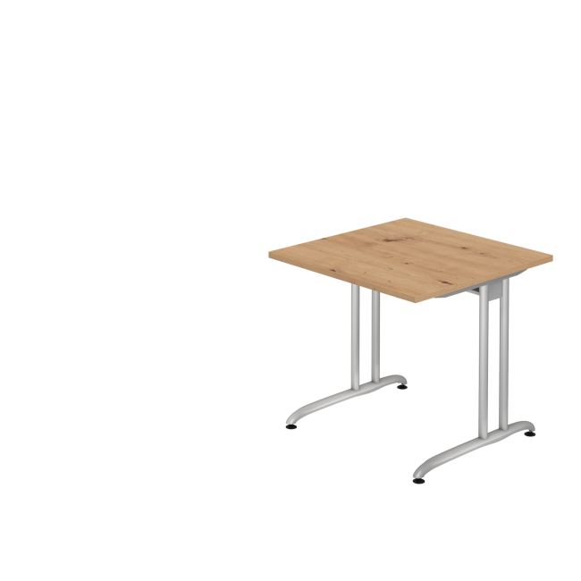 Schreibtisch Berlin - B 800 mm - C-Fuß - silber/asteiche