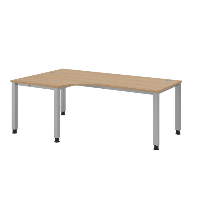 Winkelschreibtisch Quebec - höhenverstellbar - 4-Fuß - silber/eiche