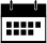 Schwarz-weißes Icon eines Kalenders mit mehreren kleinen Quadraten, symbolisiert Termine oder Planung.